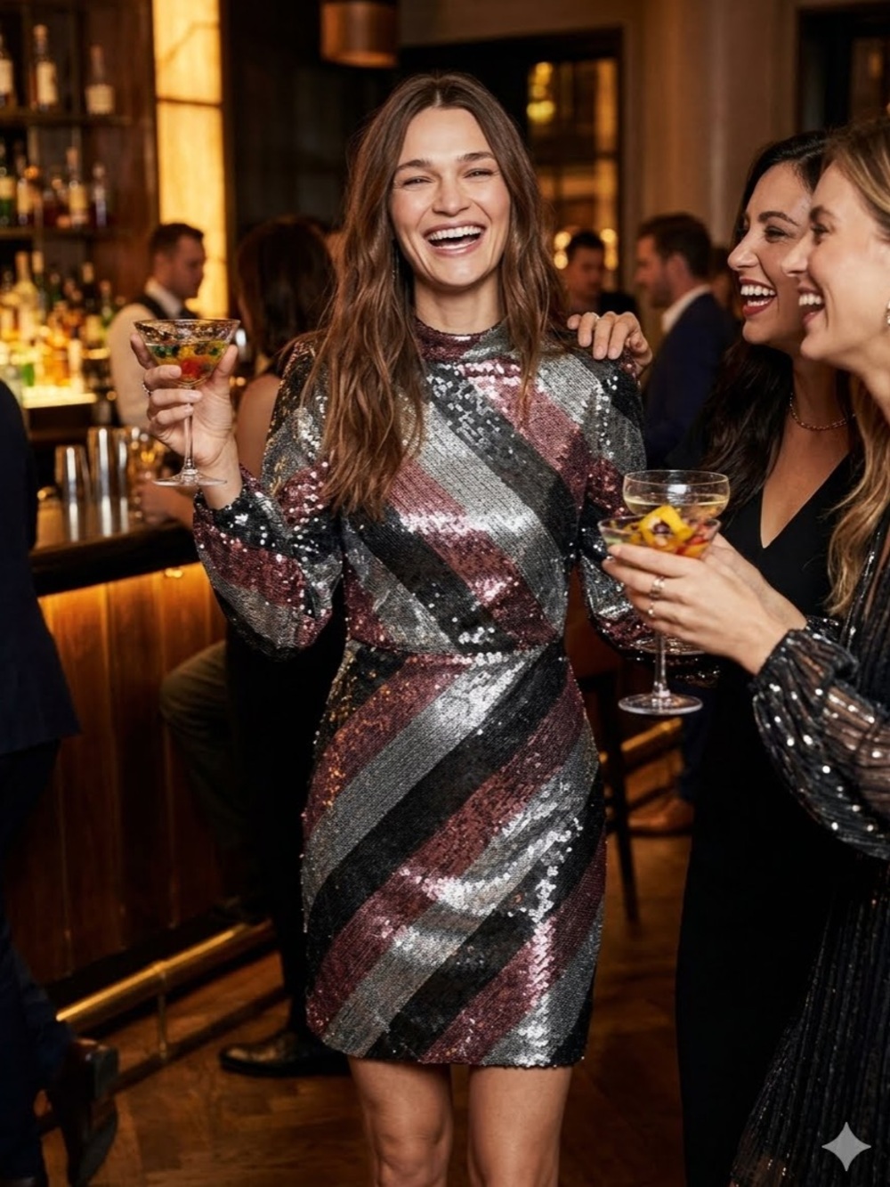 TED BAKER JOCASTA SEQUINED LONG COCKTAIL SLEEVE DRESS SZ US 6 OR TED SZ 2